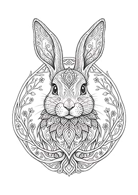 Detailed Rabbit Line Art Illustration
