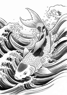 Koi Fish Waves Animal