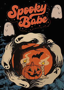 Spooky Babe Halloween Illustration