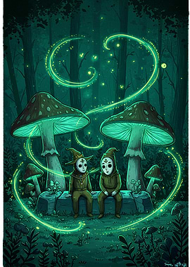 Mystical Forest Encounter with Mushroom Guardians