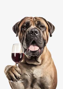 Boerboel dog with Wine Glass