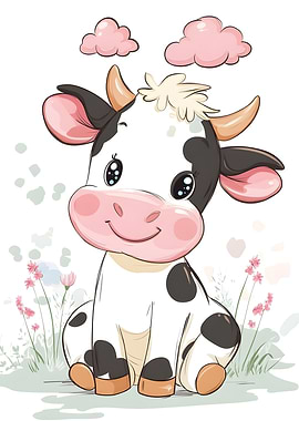 Cute Cartoon Cow Illustration