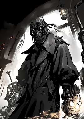 Steampunk Figure in Black and White