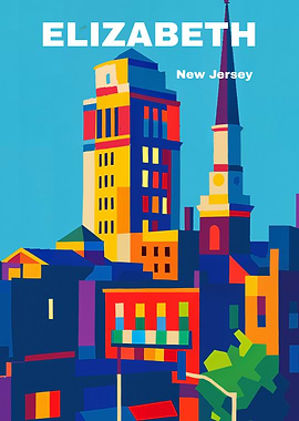 Elizabeth, New Jersey Cityscape Art
