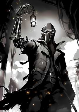 Steampunk Plague Doctor with Robotic Arm