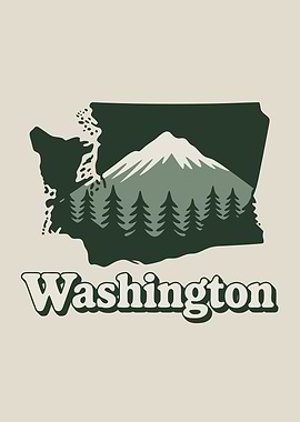 Washington State Landscape Silhouette Art