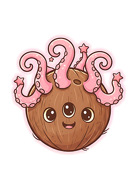 Coconutopus Cute Coconut Octopus Cartoon Character
