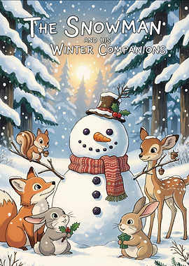 Snowman and Winter Companions Illustration
