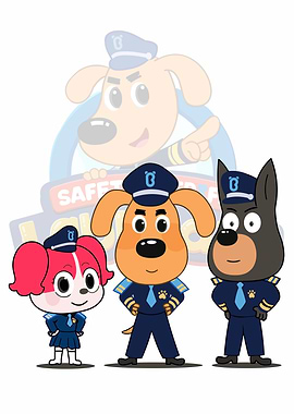 Cartoon Dog Police Officers Illustration