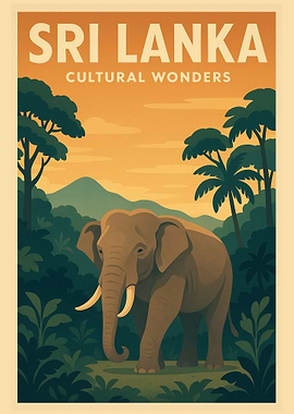 Sri Lanka Cultural Wonders Travel Poster