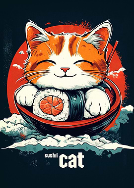Sushi Cat Illustration