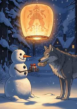 Snowman and Wolf Christmas Gift Exchange