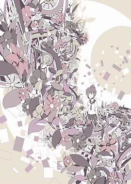 Floral Girl Anime Style Illustration