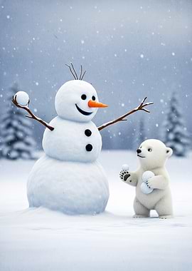 Snowman Polar Bear Winter