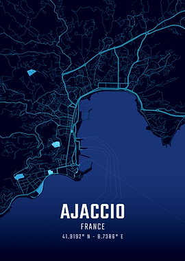 Ajaccio Midnight City Map