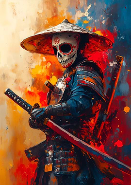 Samurai with Sugar Skull Mask