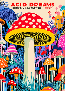 Acid Dreams Mushroom Forest Art