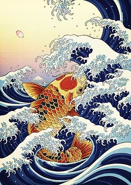 Koi Fish and Waves