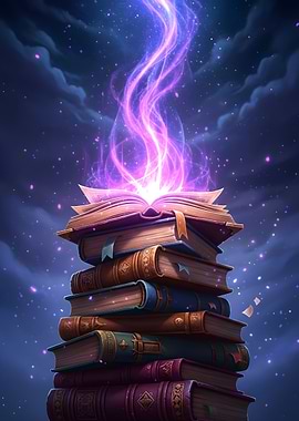 Stack of Books with Magic
