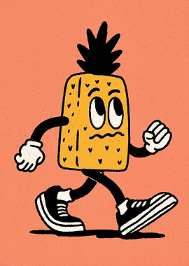 Cartoon Pineapple Walking