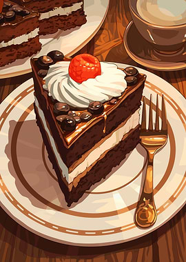 Chocolate Cake Slice with Raspberry