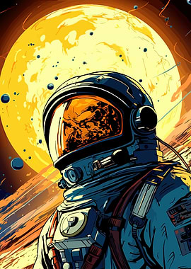 Astronaut in Space with Planet Background