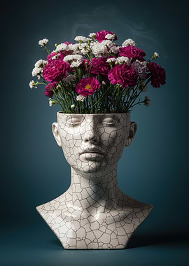 Floral Head Vase Still Life
