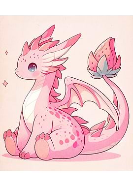 Cute Pink Strawberry Dragon Illustration