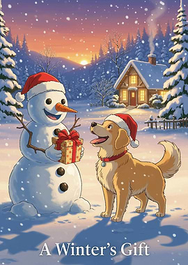A Winter's Gift: Snowman and Dog