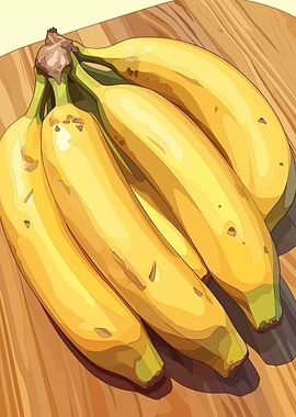 Bunch of Bananas on Wooden Surface