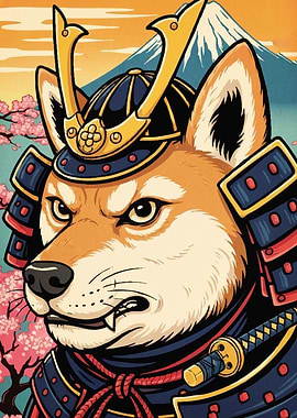 Samurai Shiba Inu Mount Fuji