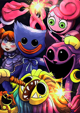 Poppy Playtime characters with sparklers