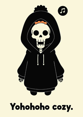 Cozy Skeleton in Hoodie Illustration