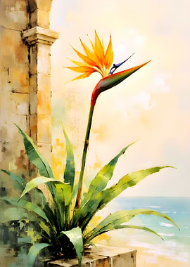 Bird of Paradise Flower Painting