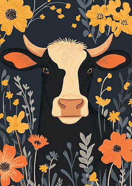Floral Cow Portrait