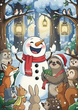 Christmas Caroling in the Snowy Woods