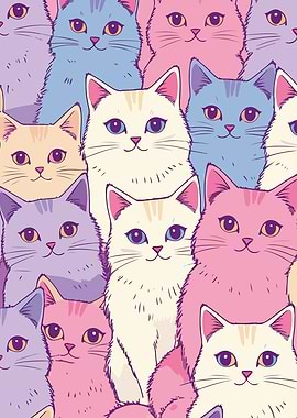 Pastel Cats Pattern