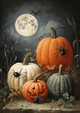 Halloween Pumpkins with Spiders