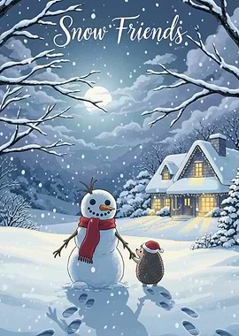 Snow Friends Winter Scene
