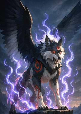 Winged Wolf Glowing Aura