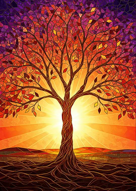 Stained Glass Tree of Life Artwork