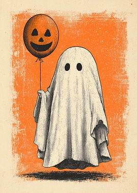 Halloween Ghost with Pumpkin Balloon