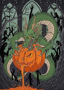 Dragon and Pumpkin Halloween