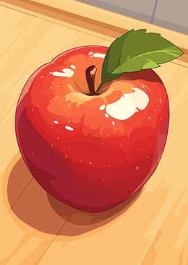 Red Apple Still Life Illustration