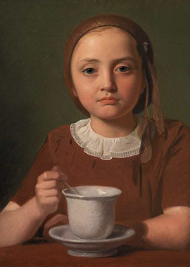 Young Girl with Tea Cup Painting