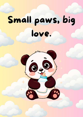 Cute Panda with Baby Bottle Illustration