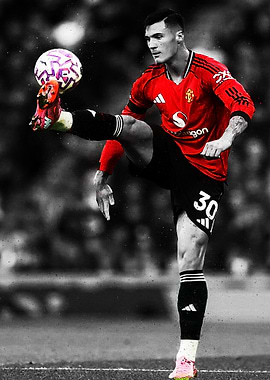 Benjamin Sesko Kicking Ball in Action