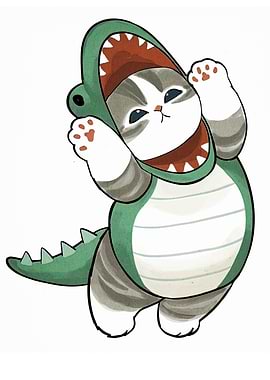 Cat in Crocodile Costume Illustration