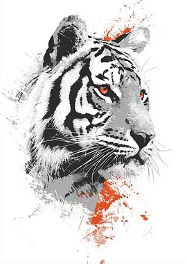 Majestic tiger portrait in monochrome style