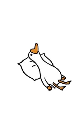 Resting Cartoon Goose on Pillow